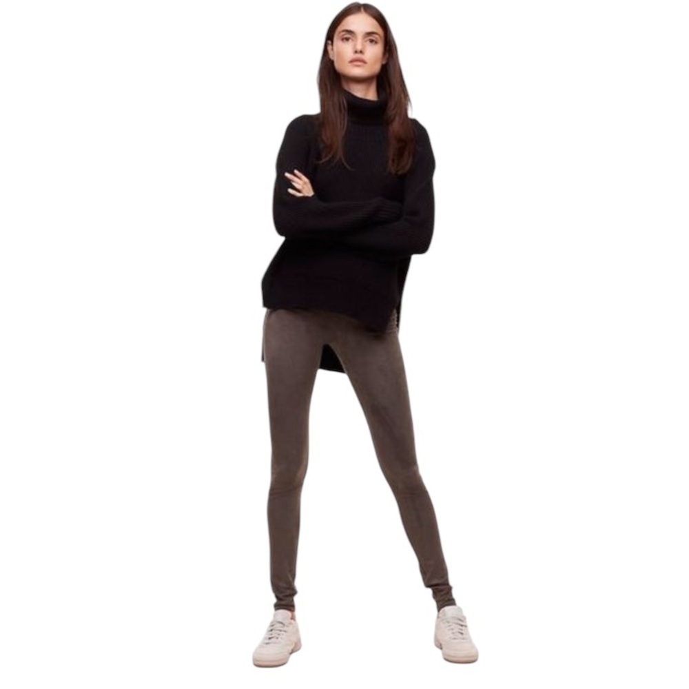 Wilfred XS Daria suede leggings in taupe brown - Picture 2 of 5